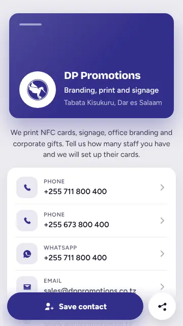 Business card template example